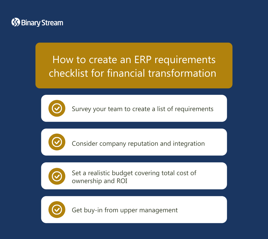 How to create an ERP requirements checklist for financial transformation